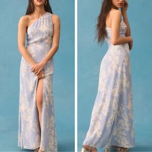 Reformation Evelyn Blue One-Shoulder Gown for Weddings